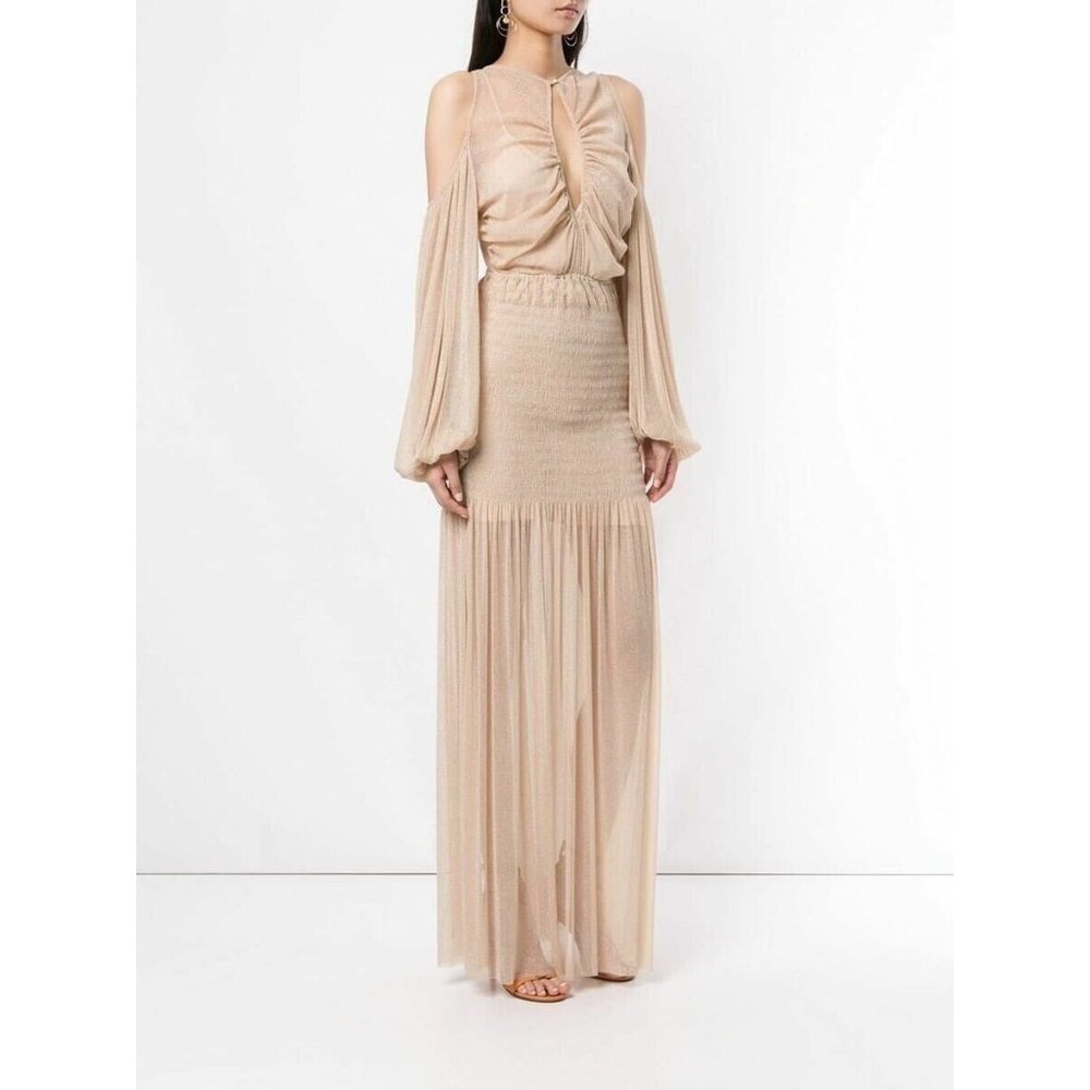 Alice McCall Spell Gown Nude Mesh Knit Beige Long